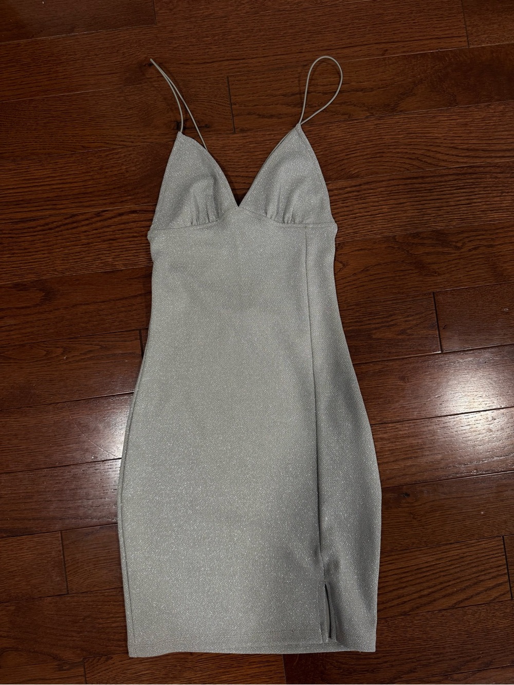 H&M Silver Shimmer Spaghetti-Strap Bodycon Dress